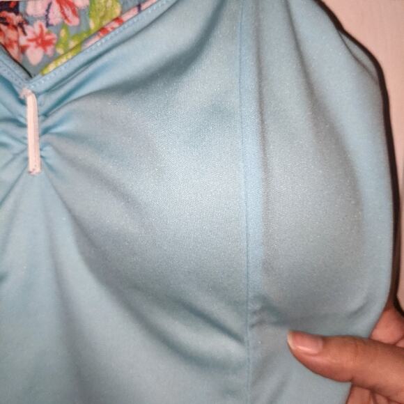 No Boundaries Spring Blue Pink Floral Roses Padded Juniors Strap Dress L 11-13 - Picture 10 of 16